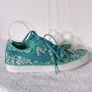 Nike Primo Court Turquoise Animal Print Lace Up Sneakers 9.5